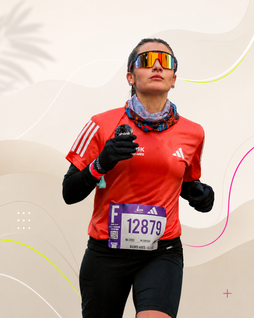 Sofía Ottaviano corriendo una carrera, integrando nutrición deportiva, movimiento y bienestar